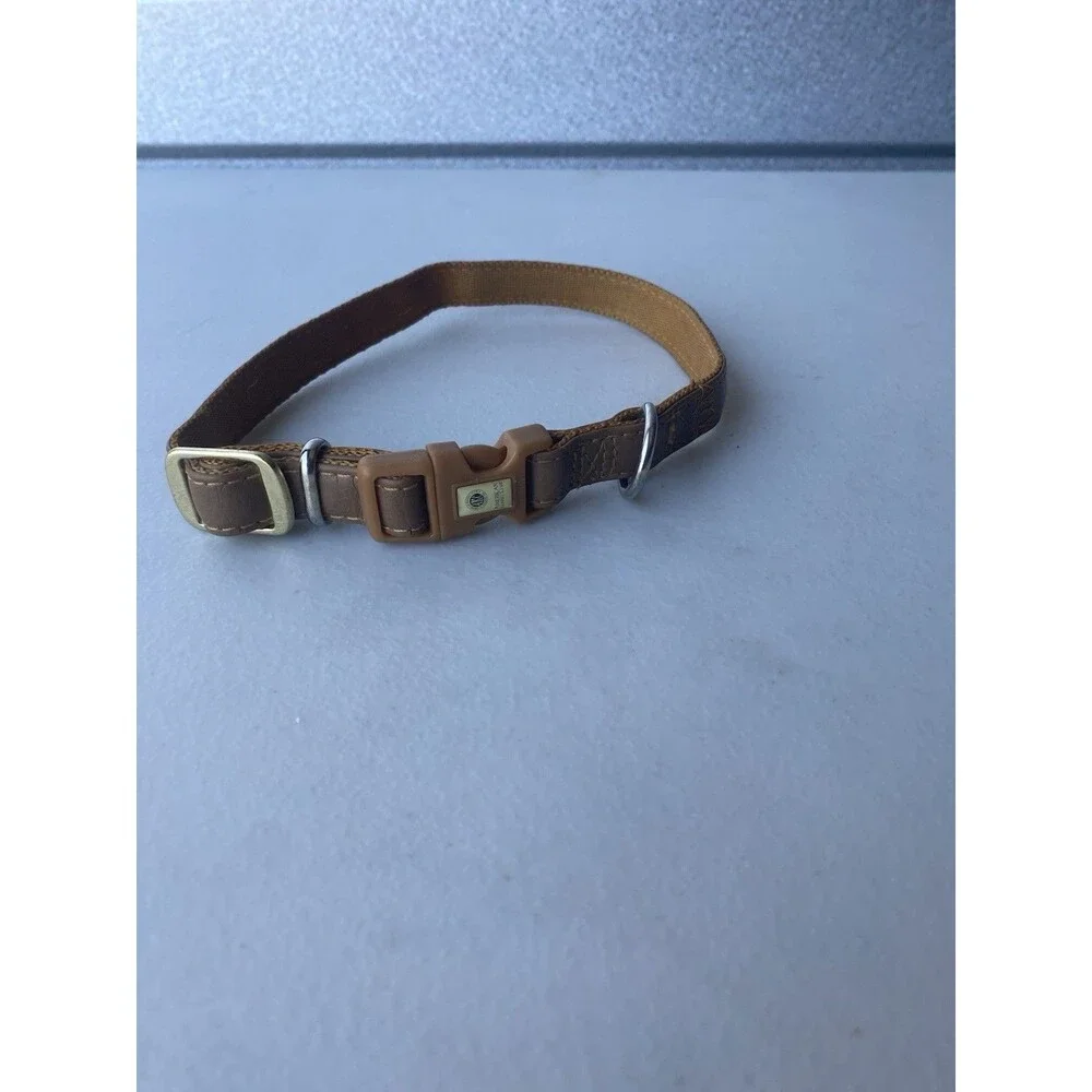 American Kennel Club AKC Tan Leather Dog Collar Adjustable Brass Buckle 17 In